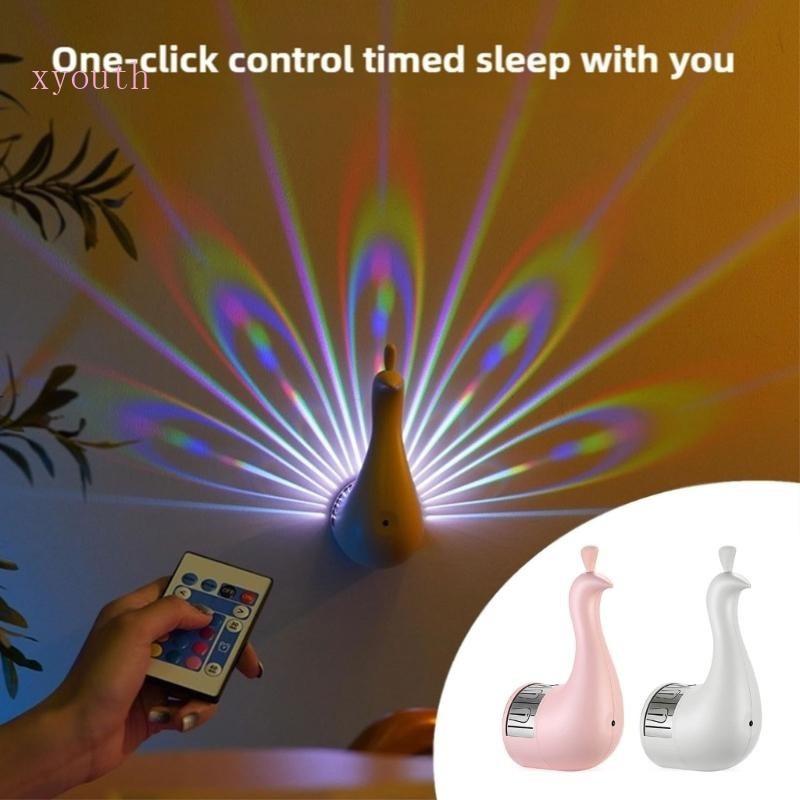 XY Peacock Wall Projector Multicolor Night Light Bedroom Wall Decoration