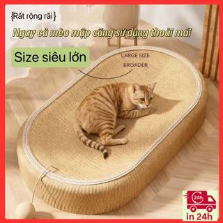 Thảm Cào Móng Mèo Sợi Đay Tự Nhiên Size Lớn - Không Vụn Bền Bỉ - Giường Ngủ Mèo Kèm Bóng