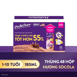  Thùng 48 Hộp Sữa nước Pediasure Socola ít ngọt 180ml  Bao bì thay đổi theo đợt  