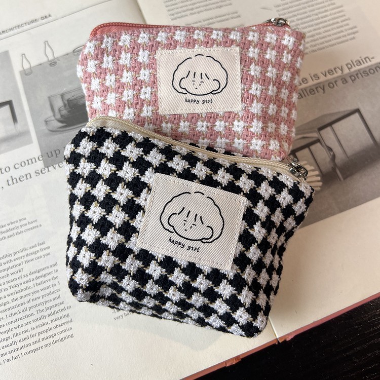 Mới Phong Cách Chanel Dễ Thương Đơn Giản Lưới Tinh Tế Nhỏ Di Động Dây Kéo Mini Son Môi Trang Điểm Đồ