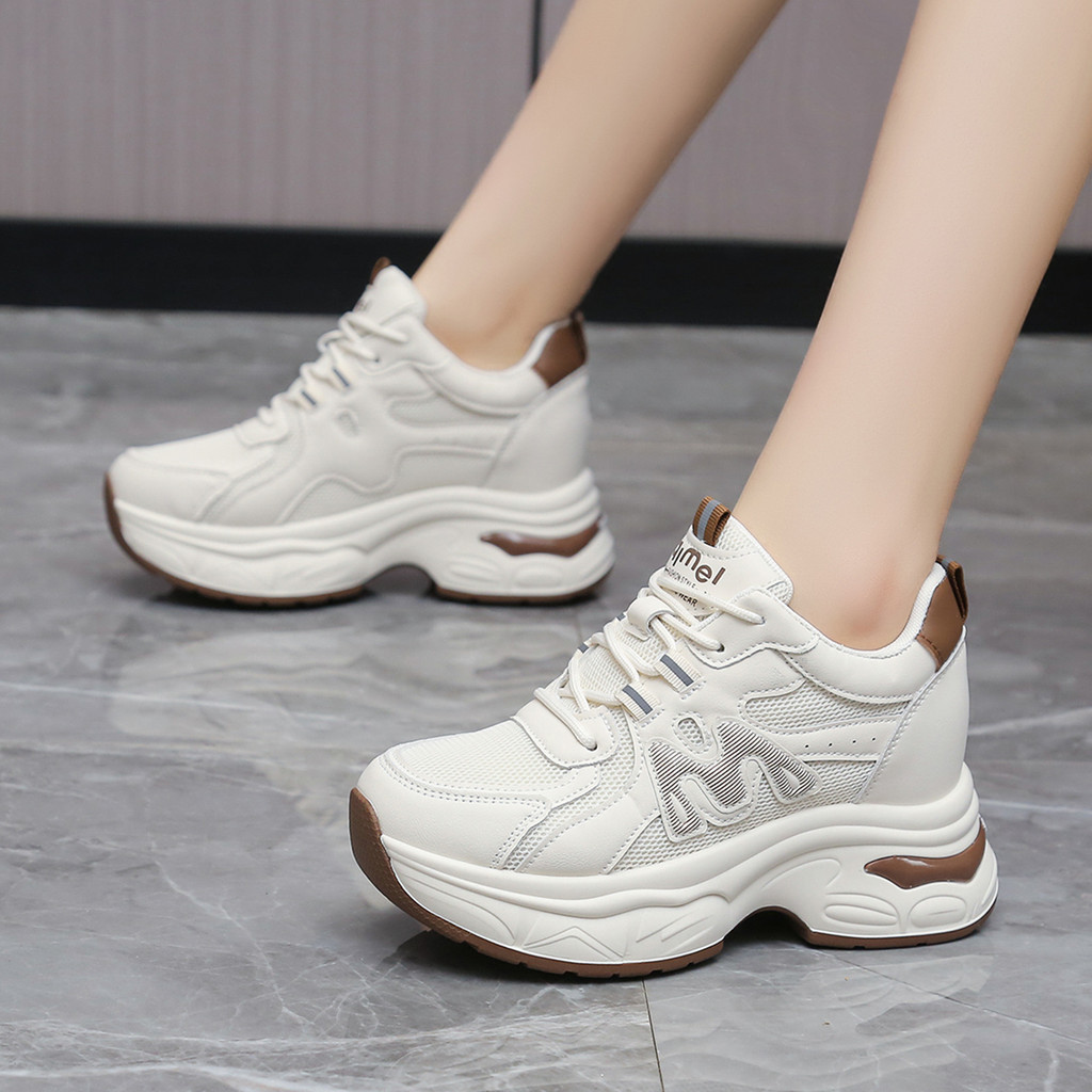 Women's Lace-Up Shoes Fashion Korean Style Spring Double Mesh Hidden Wedge8606-2Women's Shoes