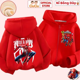Áo Khoác Nỉ Bông Người Nhện Spiderman Cho Bé Trai CIUCIU Vải Nỉ Lot Bông Dày Mềm Mại Ấm Giữ Nhiệt