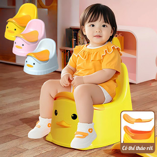 Bô Vệ Sinh Trẻ Em Hình Vịt Dễ Thương HOME ƠI Có Tựa Lưng Nhựa PP Chắc Chắn, Bô Tập Đi Vệ Sinh Cho Bé