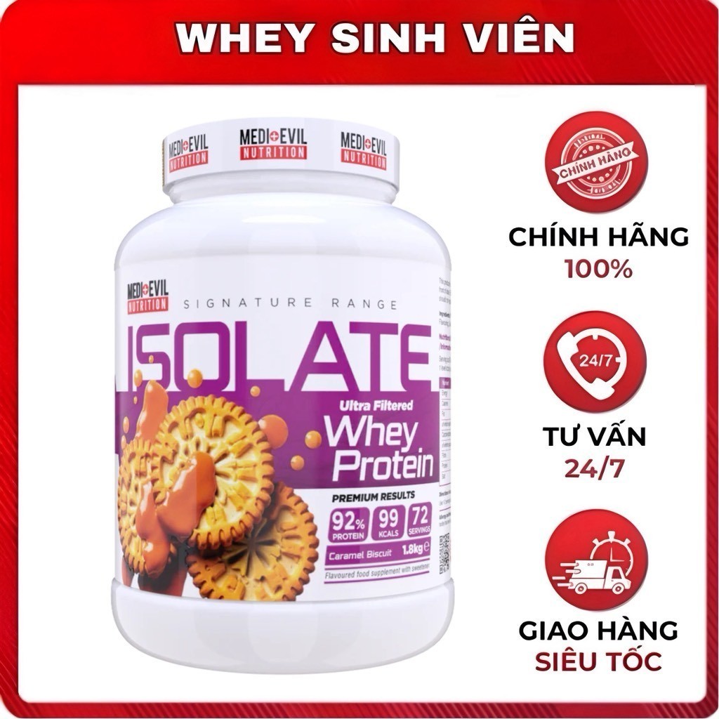 Medi Evil Whey Isolate - ISO 92 - Whey Isolate tinh khiết - Hỗ trợ xây dựng cơ bắp. Bổ sung đạm - Tạ