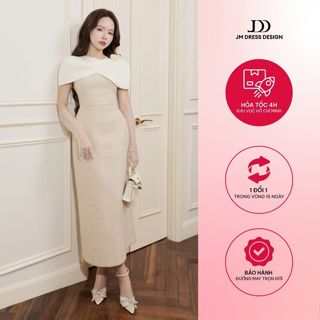  Đầm Dạ Tiệc Tweed 2 Dây Ôm Dài Phối Cape 1F16.2509K. Đầm Dự Tiệc Quiet Luxury Đầm Tiệc Dáng Ôm Suông Dài Thiết Kế JM 