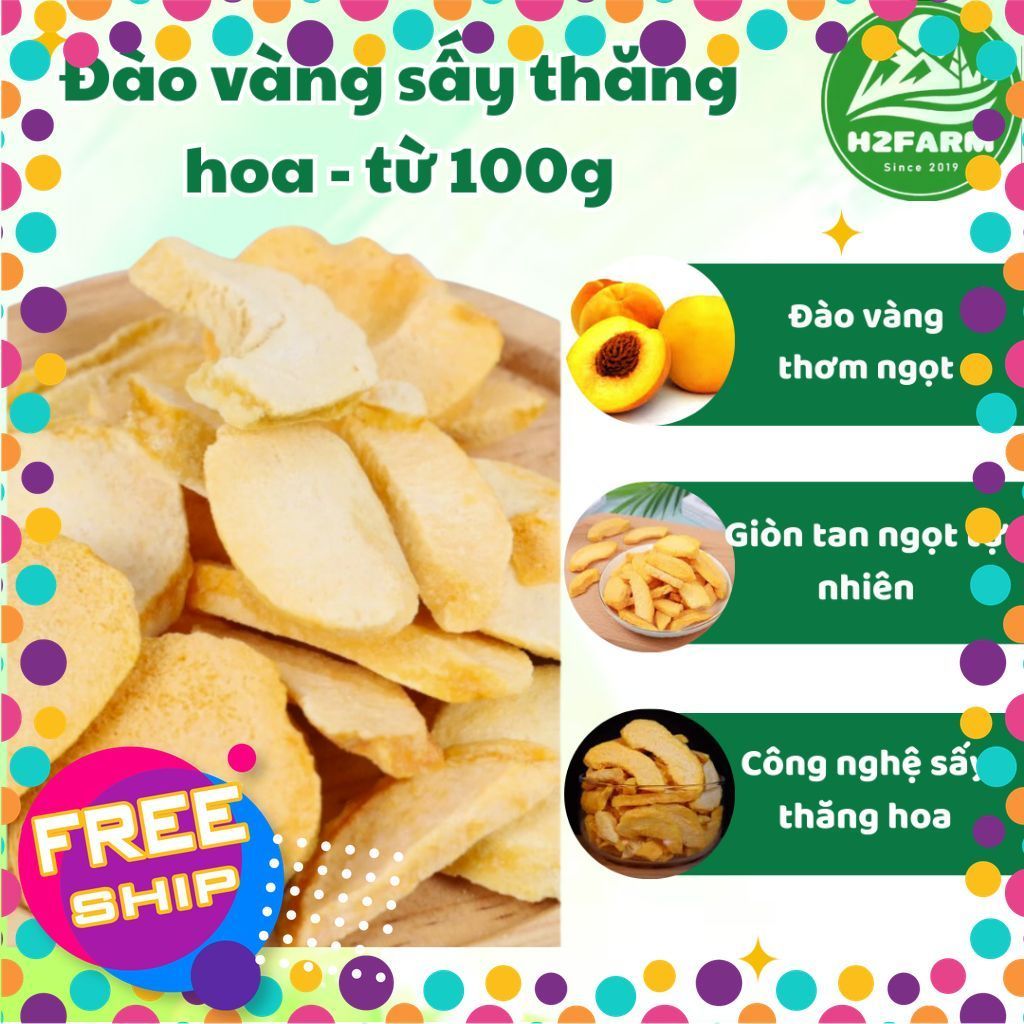 Đào Vàng Sấy Thăng Hoa - H2farm - Snack Food - Ăn Vặt Food - Giòn Tan - Đặc sản Đà lạt nhà H2farm