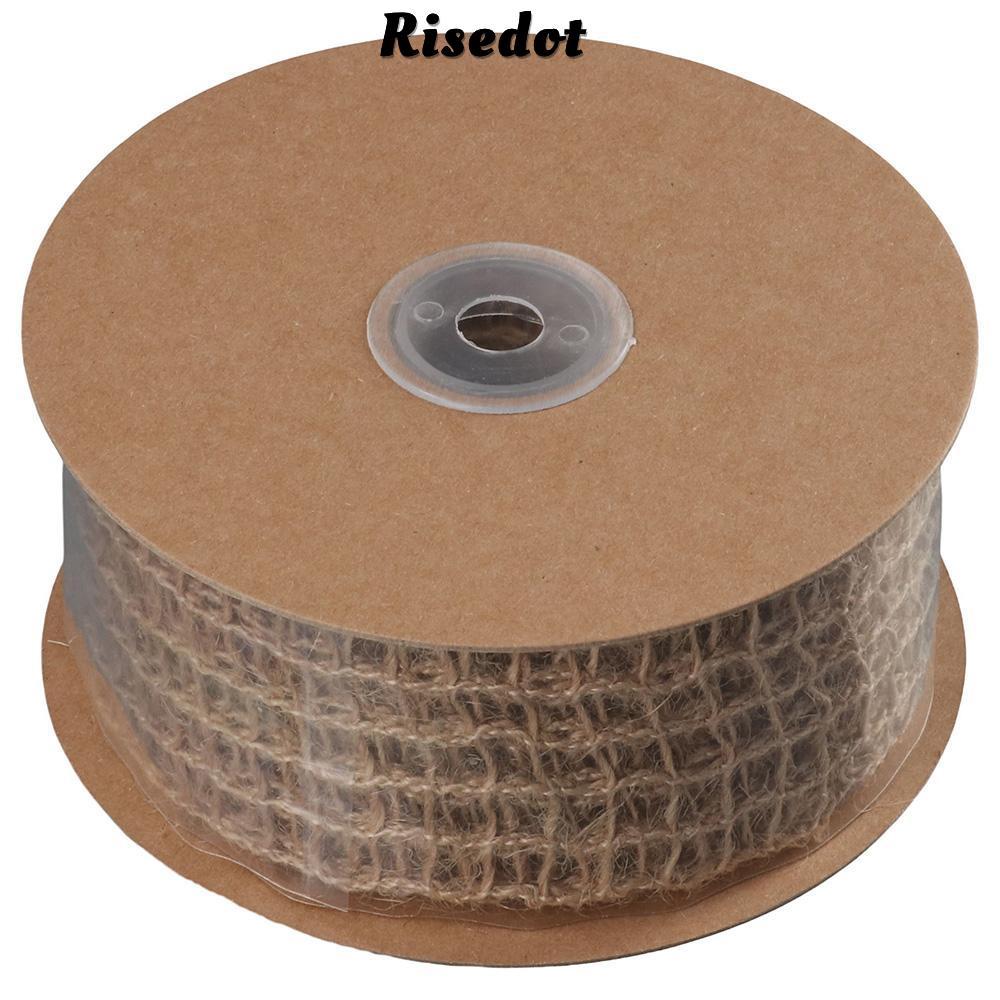 RISEDOT 1 Cuộn Vải Bố Lưới, Ruy Băng Có Dây 2 Inch Mộc Mạc, Dệt Mở 10 Sân Vải Đay Ruy Băng Vòng Hoa 