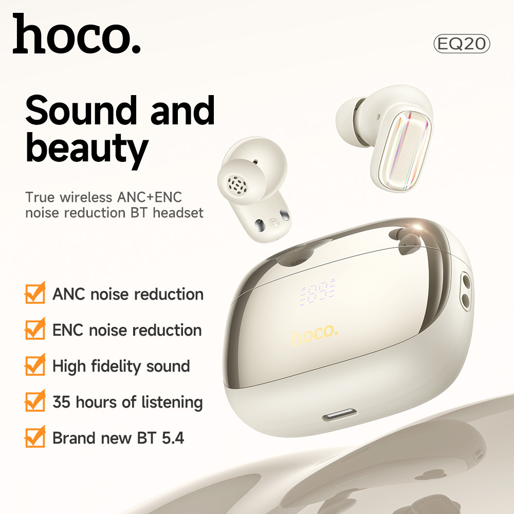 HOCO EQ20 Original True Wireless ANC + ENC Giảm tiếng ồn Tai nghe không dây Bluetooth 5.4 Giảm tiếng