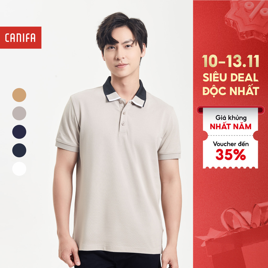 Áo polo nam CANIFA MEN áo thun basic có cổ bẻ nẹp cài cúc 8TP24A005