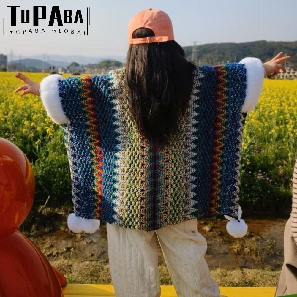 Ba Be Bag Cardigan Fringe Shawl Ethnic Style Children Mongolian Fashion Artificial Knitwear Striped 