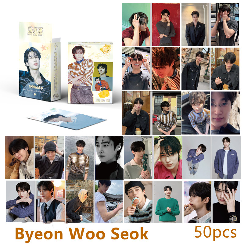 Bộ 50-55 Bài Hát Kang Byeon Woo-seok laser Ba Chiều Photocards Móc Khóa Móc Khóa Diễn Viên Hàn Quốc 