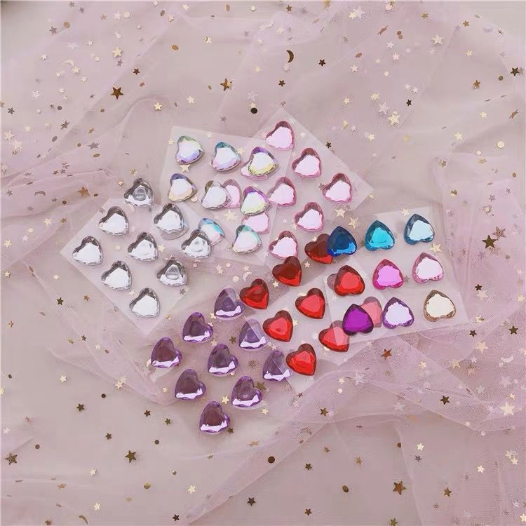 New Product#South Korea ins Girly Crystal Heart Diamond Sticker Acrylic Peach Heart Gemstone Sticker