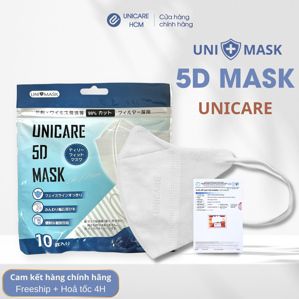 [Set 100 cái] Khẩu trang 5D UniMask chính hãng 3 lớp ôm mặt, kháng khuẩn