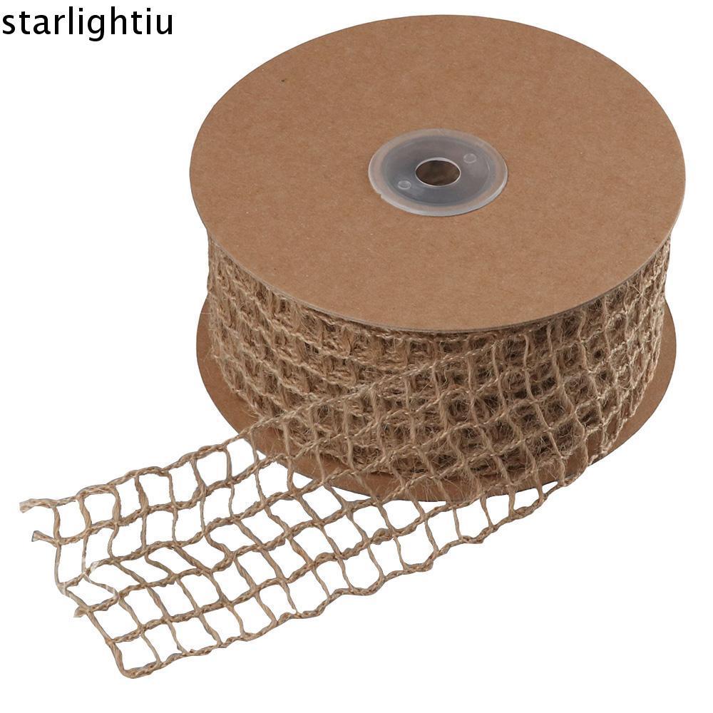 ONLYES 1 Cuộn Vải Bố Lưới, Ruy Băng Có Dây đay 10 Sân, Mở Dệt Mộc Mạc 2 Inch Vải Ruy Băng Thủ Công D