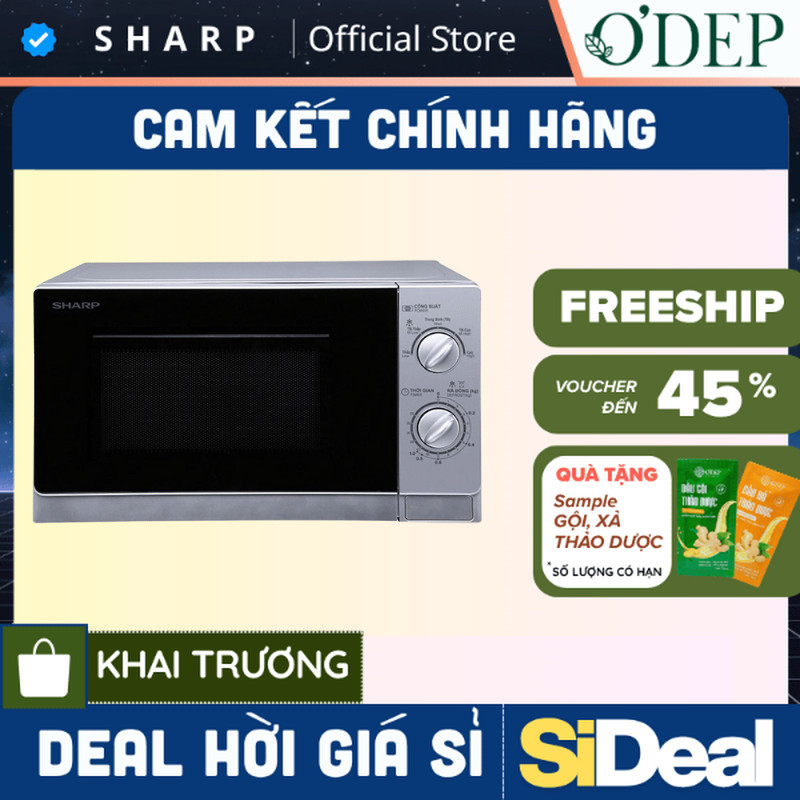 Lò vi sóng cơ Sharp R-202VN-S/R-203VN-M/R-205VN-S [800W + 5 mức công suất + Hẹn giờ 35p] - SIDEAL SI