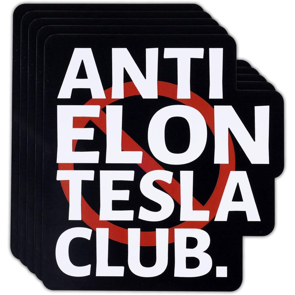 5 Miếng Dán Câu Lạc Bộ Chống Elon Tesla, 6.69x6.29 Inch Chống Elon Musk Ốp Lưng Vinyl Đề Can Tự Dính