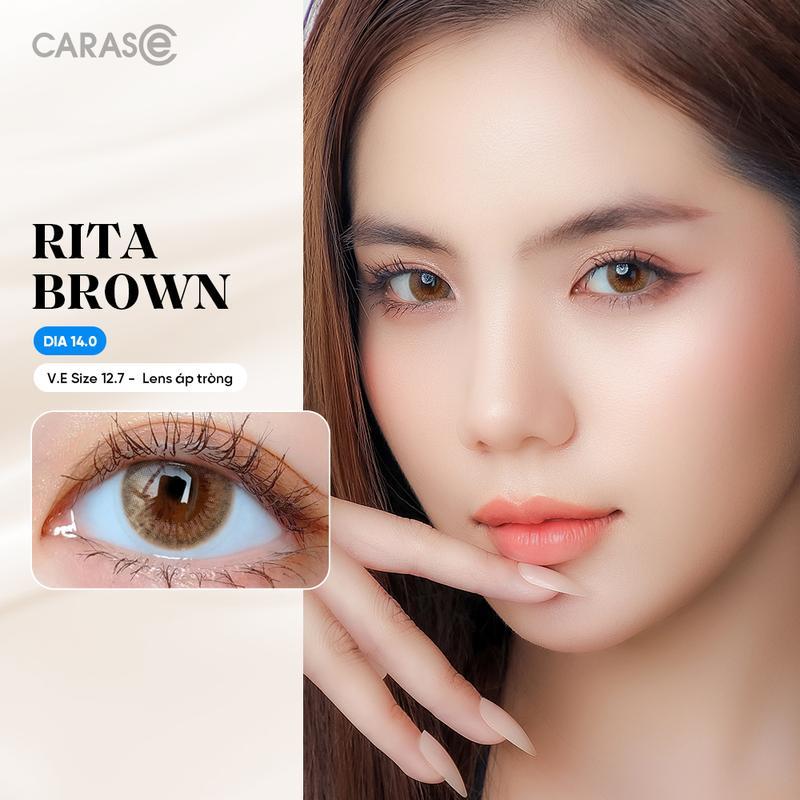 Kính áp tròng khoá ẩm 1 Ngày CARASE, Lens cận màu nâu RITA BROWN Women Nữ