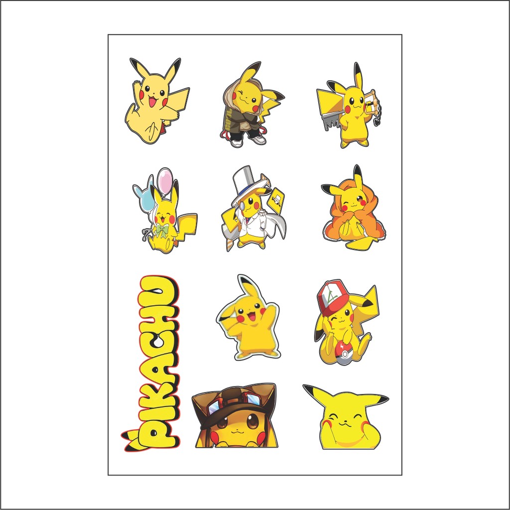 TEM DÁN TRANG TRÍ STICKER PIKACHU NGỘ NGHĨNH