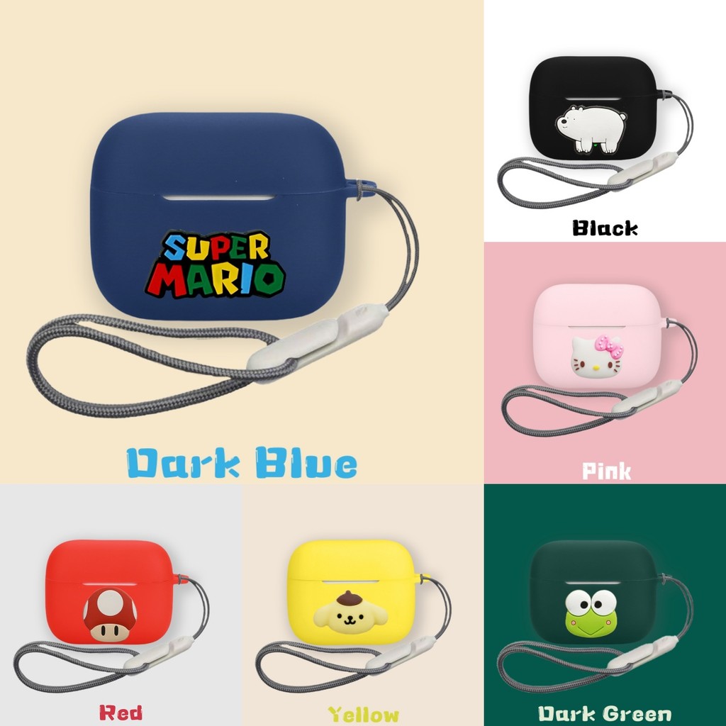 for iQOO TWS 5 Case Silicone Soft Case Cute Lanyard Pendant Suitable for iQOO TWS 5 Cartoon Mario Sa