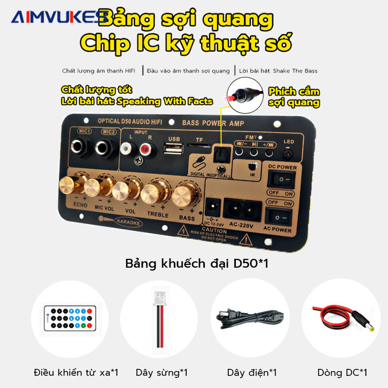 【🔥Rẻ】Mạch loa D10 Bluetooth 5.0 hát Karaoke công suất lớn 120w, 12V/24V/220V lắp loa kéo (bao gồm đầ