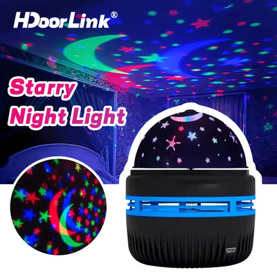 HdoorLink LED Ngôi Sao Bầu Trời Máy Chiếu Ánh Sáng Xoay Nhiều Màu Sắc Pha Lê Bóng Ma Thuật Đèn Ngủ LED Cho Phòng Ngủ Trang Trí Đèn Tiệc Sân Khấu Ánh Sáng