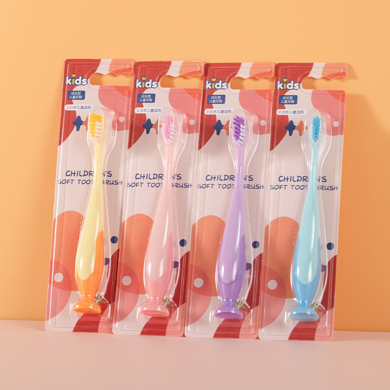 [Sẵn Sàng] Bàn Chải Đánh Răng Bán Buôn Cốc Hút Cốc Trẻ Em Bàn Chải Đánh Răng Mềm 2-12 Tuổi Thay Răng