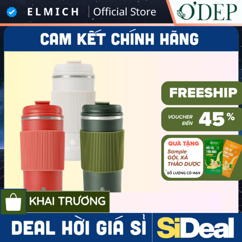 Cốc giữ nhiệt inox 304 Elmich EL8345 dung tích 480ML , Hàng chính hãng - SIDEAL SIO
