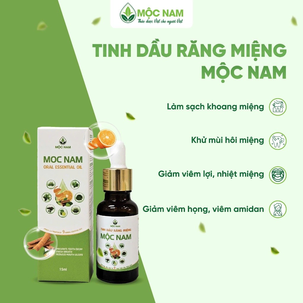Tinh Dầu Răng Miệng Mộc Nam - Chiết xuất thảo dược - Làm sạch, khử mùi, ngăn vi khuẩn phát triển