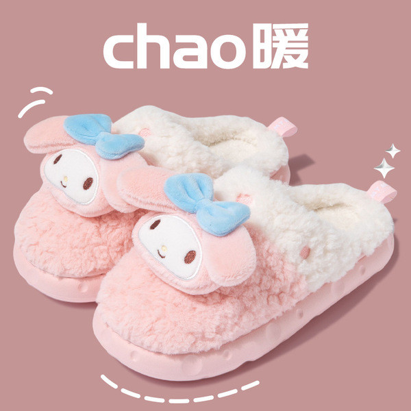 women's slippers high -rising slippers HelloKitty Cotton Dép Nữ Mùa Đông Cô Gái Trái Tim Hello Kitty