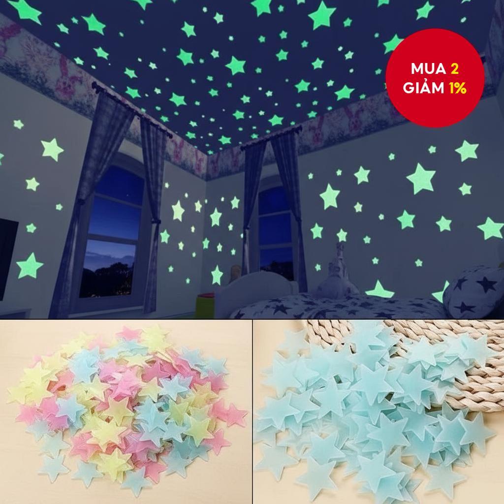 100 miếng dán hình sao phát sáng & đề can theo chủ đề – Trang trí trần/phòng cho trẻ em neon, bầu trời đêm kỳ diệu
