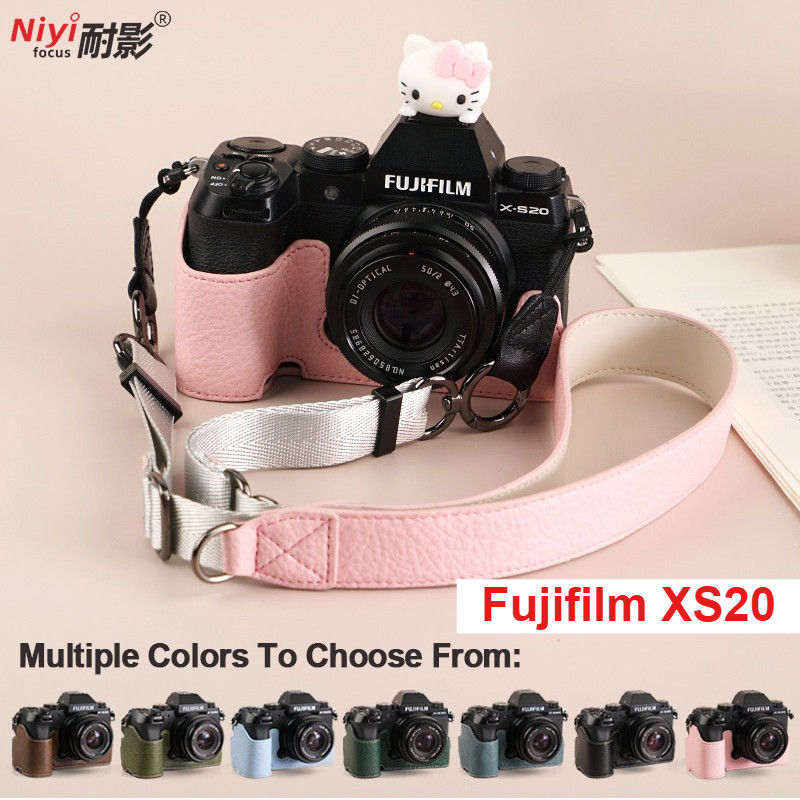 Fuji XS20 Camera Da PU Đế Bảo Vệ Fujifilm X-S20 XS20 Da Nửa Túi Đáy Pin Có Thể Tháo Rời