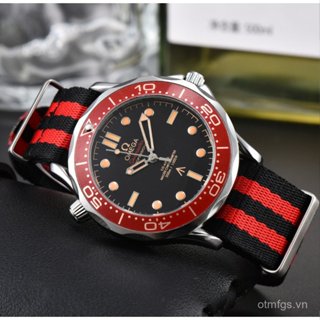  Đồng Hồ Nam Omega Thời Trang Phong Cách Mới Cá Ngựa Đỏ Series Đồng Hồ Nam Thạch Anh Phong Trào Dây Đeo Vải Q7OD 