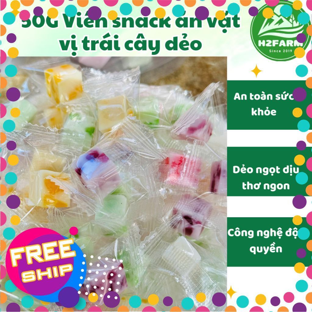 [TẶNG KHÔNG BÁN] 50G Kẹo sấy dẻo vị hoa quả nhiều vị thơm ngon - H2farm Đặc Sản Cầu Đất - Đặc sản Đà