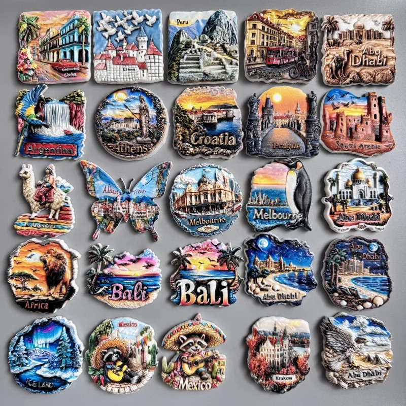 Nam châm tủ lạnh Mexico Cuba Iceland Peru Estonia Ba Lan Ả Rập Saudi Abu Dhabi Bali Châu Phi Albania