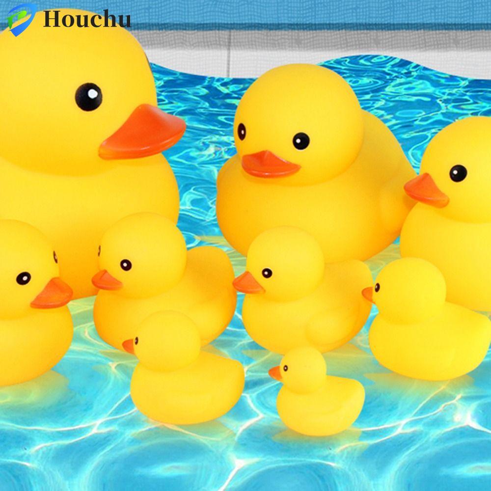 Vịt HOUCHU với đồ chơi tắm âm thanh Bóp, Phao có âm thanh Bóp Đồ chơi tắm cho bé Vịt vàng, Đồ chơi t