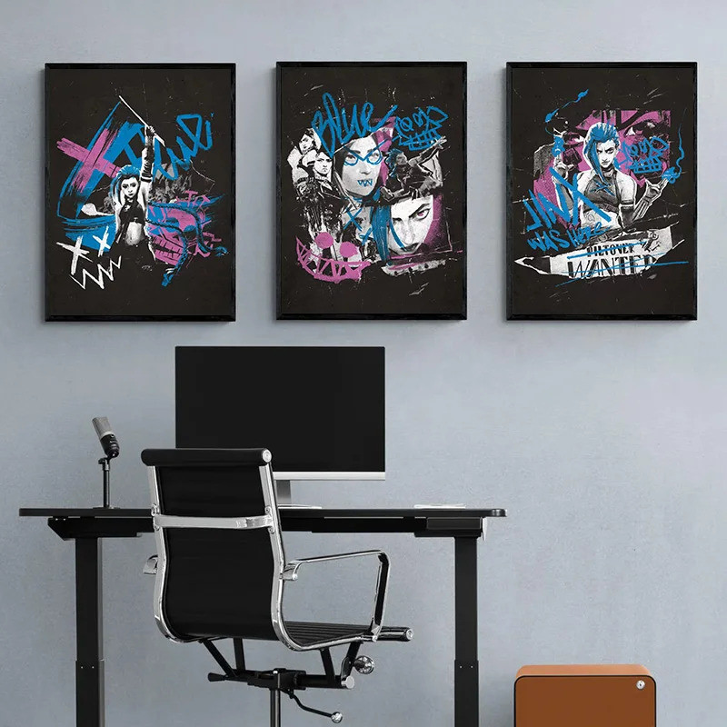 Arcane Season 2 Jinx VI Graffiti Poster Caitlyn Jayce Viktor Nhân Vật Poster Arcane Phim Truyền Hình