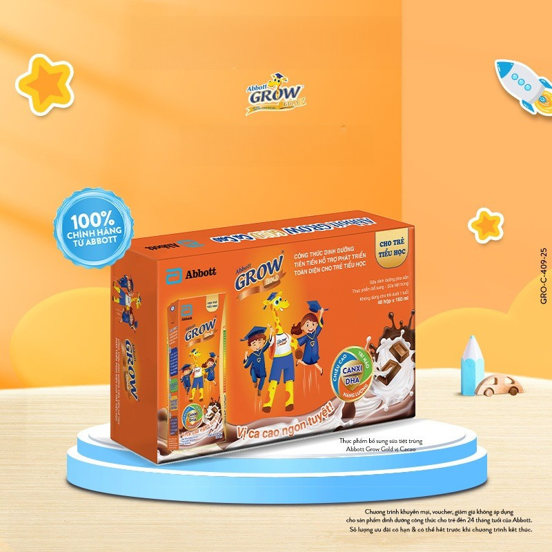 Thùng 48 hộp Abbott Grow Gold Cacao 180ml/hộp