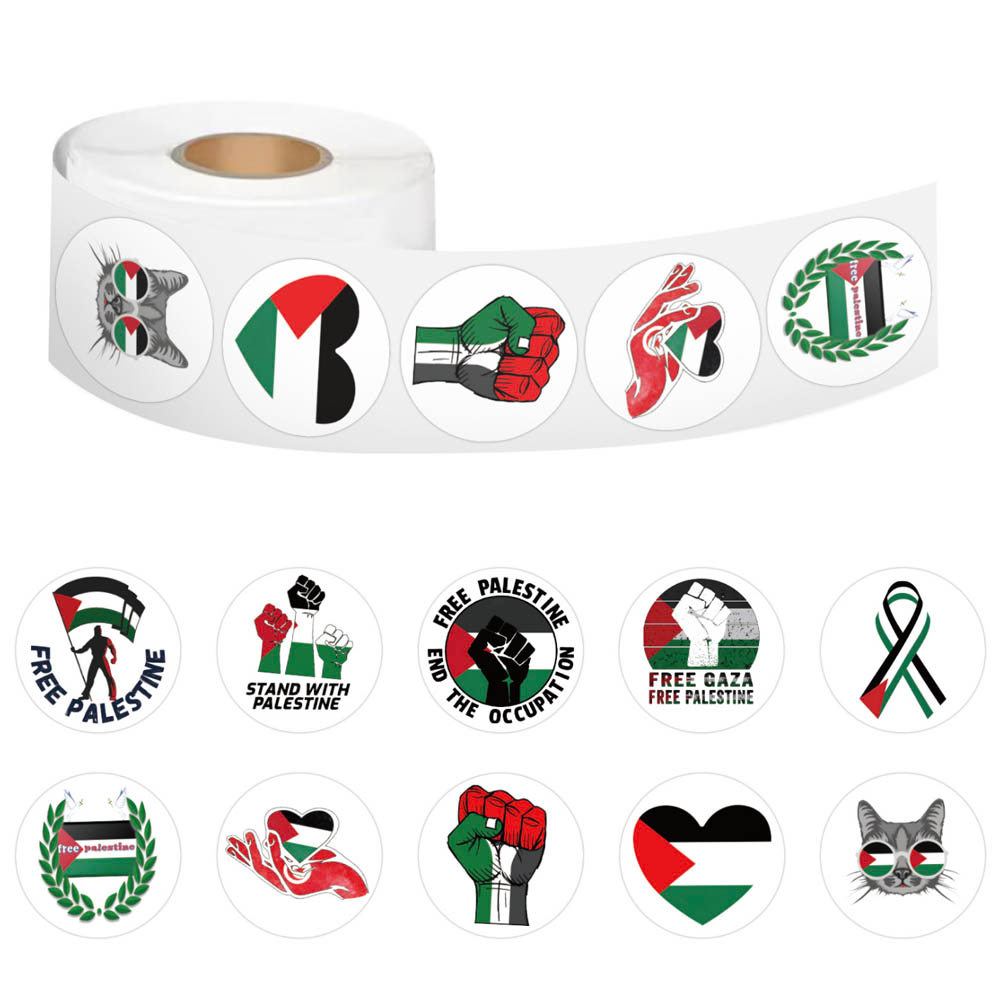 500 Cái / 1 Cuộn Palestine Dán Miễn Phí Palestine Tự Do Gaza Miếng Dán Tự Do Palestine Cờ Decal Tiếp