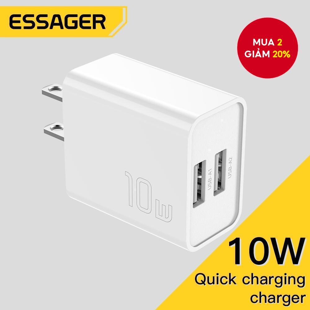 Cốc Sạc Nhanh essager Hai Cổng usb 5v / 2a 10w Cho Điện Thoại android apple