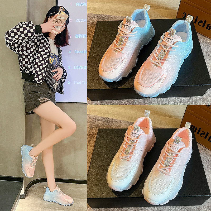 Women's Lace-Up Shoes Fashion Korean Style Summer Gradient Color Jelly Sole Thick Sole Women's Shoes