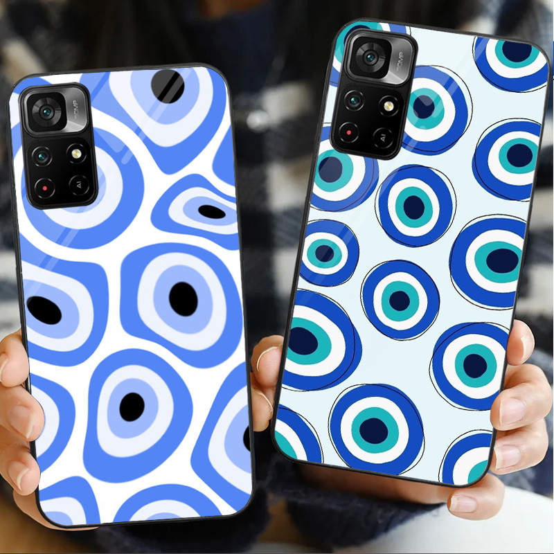 Ốp Điện Thoại Kính Lucky Blue Evil Eye 04 Cho POCO F3 F4 F5 M3 M4 M5 M6 4G X3 X4 GT NFC X5 X6 PRO 5G