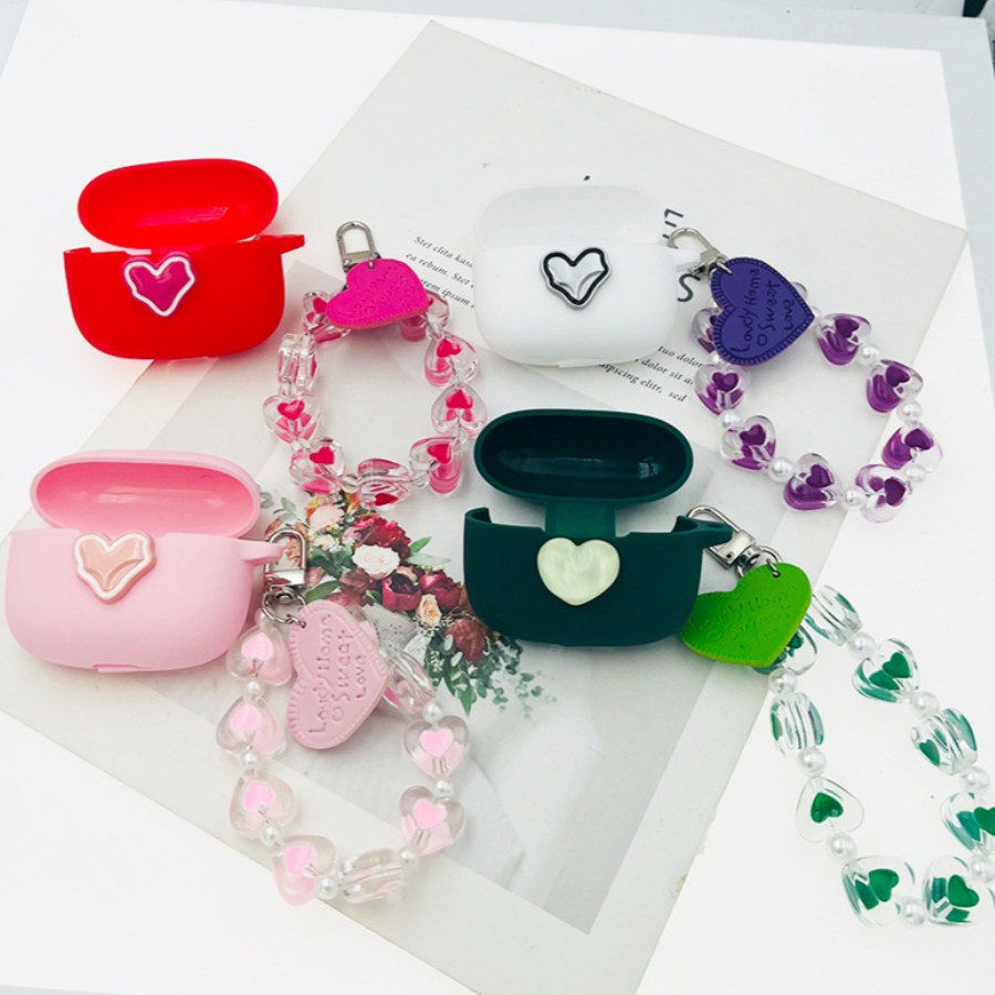 Ins love Tai Nghe Dành Cho AirPods pro 2 / pro3 / airpod4 / airpod 3 Ốp Lưng Silicon Có keychian Cov