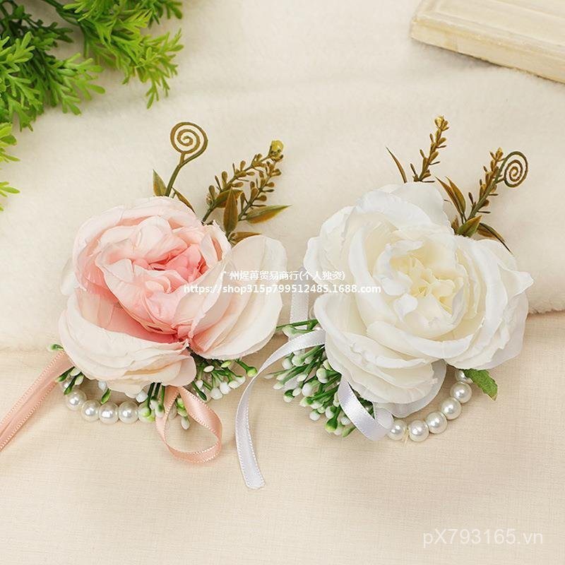 Trang sức phù dâu phong cách phương tây - Flowered Pearl Bridal Bracelets cho chị em và cô dâu