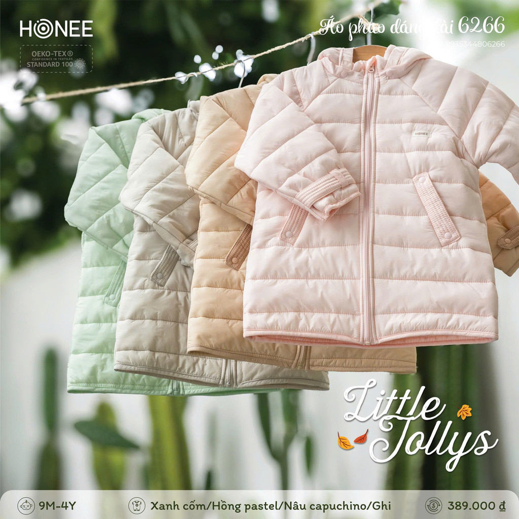 [FreeShip] [Chính hãng] HONEE - Áo khoác phao, gile phao túi gấu cho bé trai bé gái từ 6 tháng đến 4