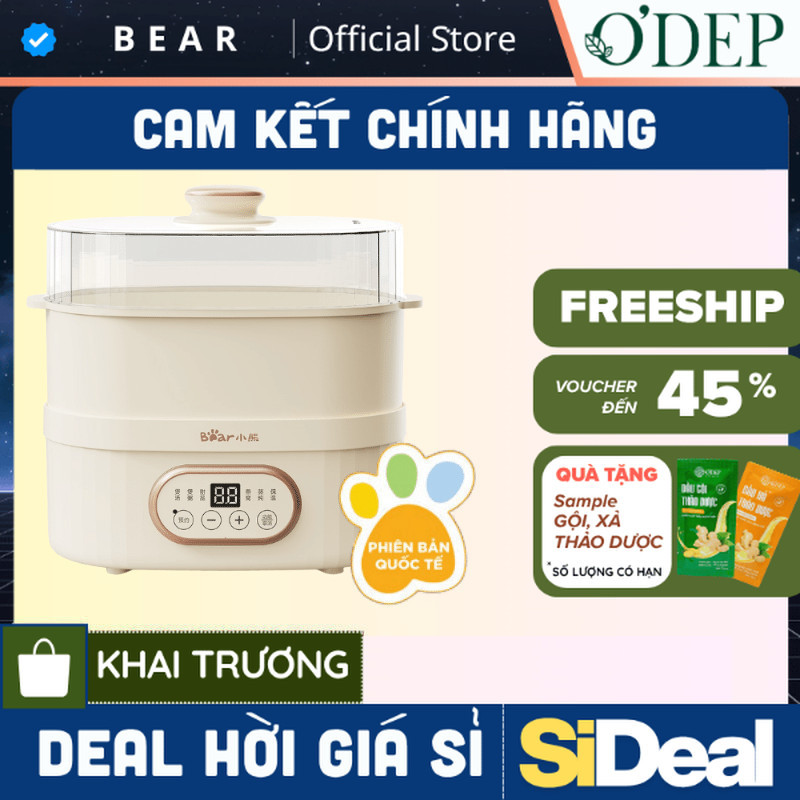 Nồi nấu chậm 1L đa năng Bear DDZ-C10V1 - Hàng chính hãng - SIDEAL SIO