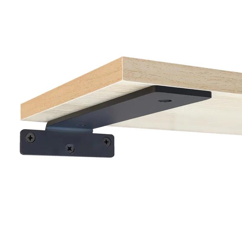 2 Chiếc Đen Mờ Thép Chịu Lực Che Khuyết Điểm Nổi Treo Tường Bàn Kệ Giá Đỡ DIY 10cm / 15cm / 20cm / 2