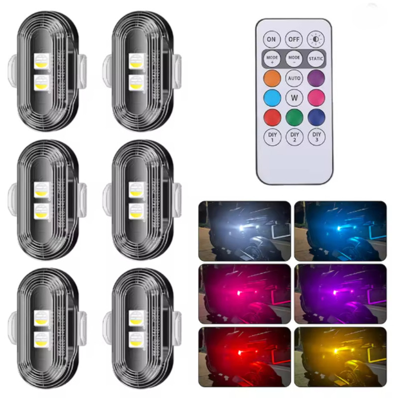 Đèn không dây Máy bay Máy bay trực thăng Đèn cảnh báo RGB Led Máy bay nhấp nháy Đèn LED xe máy