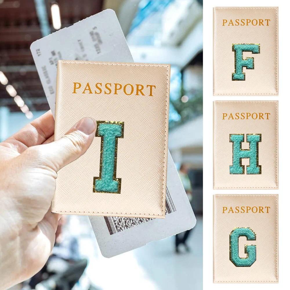Passport Cover Women ID Bank Card Address Holder Bundle Green Letter Series Travel Accessories PU Le