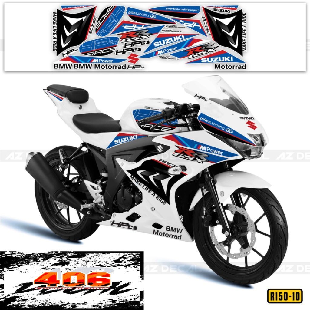 Tem Rời Xe Suzuki GSX R150 Phong Cách H.P4 - Tem Mc.cal 3 lớp cao cấp