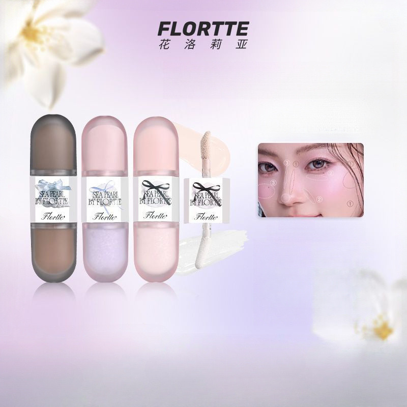 FLORTTE Glass Sea Double Head Liquid High Gloss Grooming Liquid Facial Brightening Nose Shadow Side 